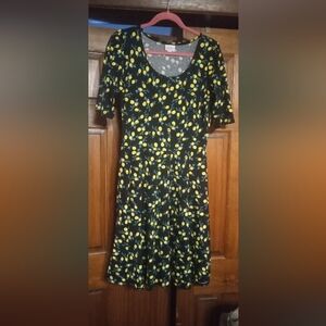 LuLaRoe Navy and Lemon Print Dress